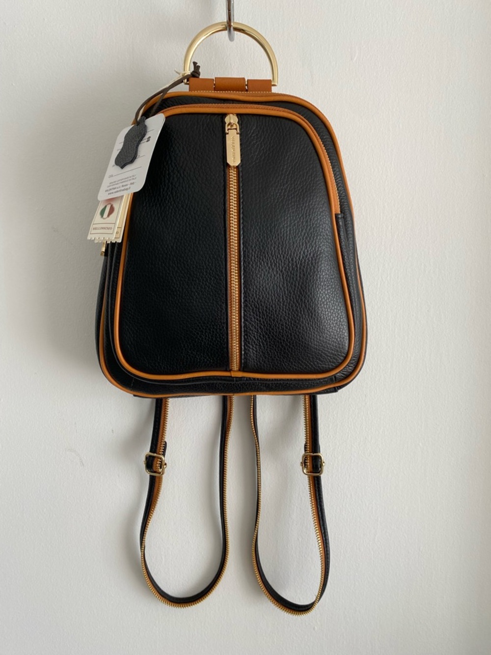 Valentina Black & Tan Italian Backpack